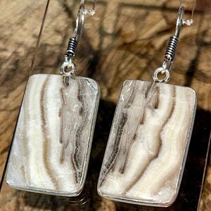 Square Zebra Calcite Earrings 1 7/8”